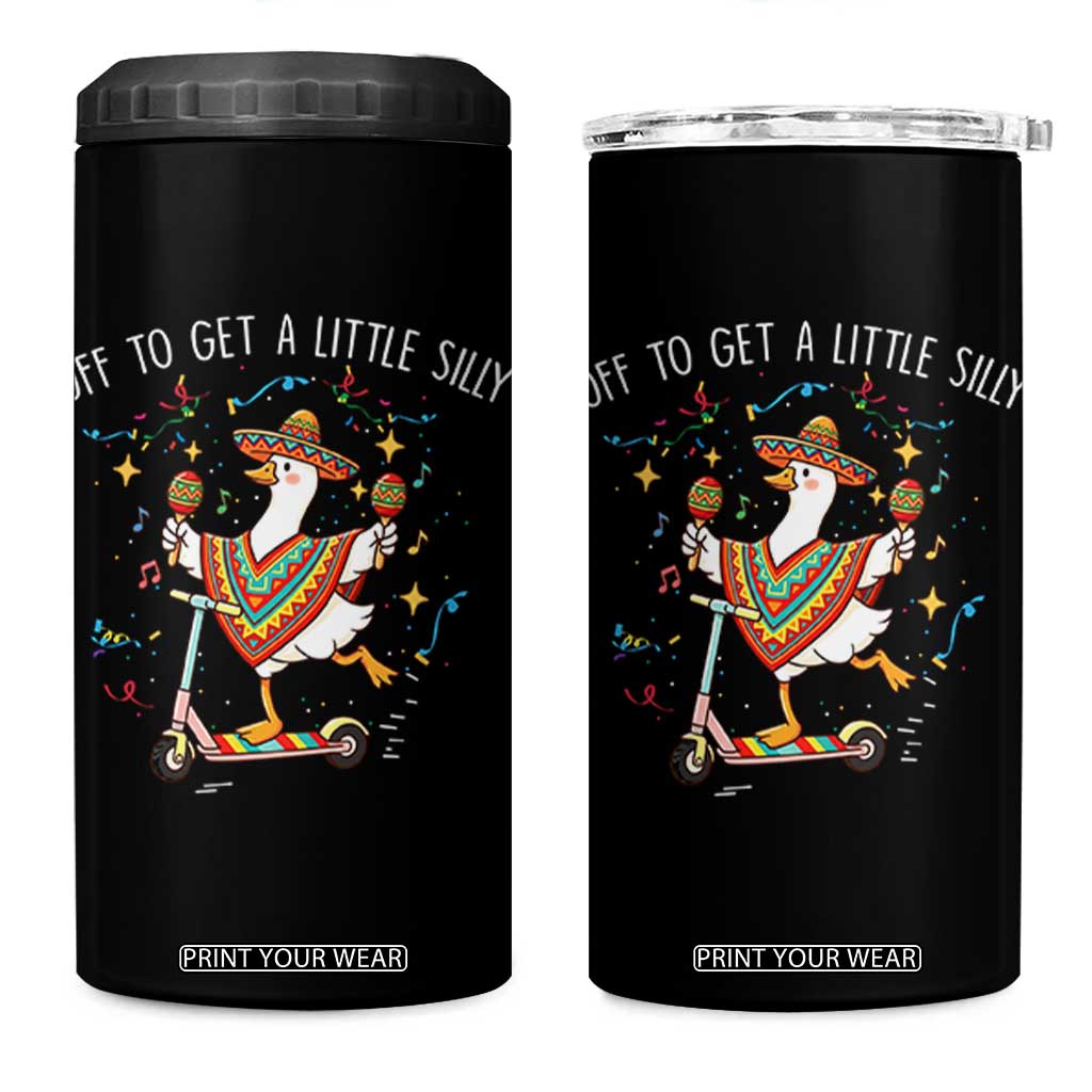 Silly Goose Cinco De Mayo 4 in 1 Can Cooler Tumbler Off To Get A Little Silly TS14 One Size: 16 oz Black Print Your Wear