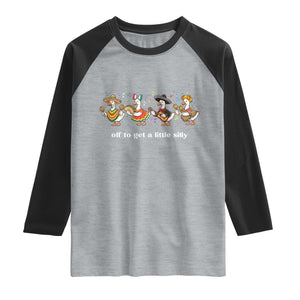 Funny Silly Goose Cinco De Mayo Raglan Shirt Off To Get A Little Silly TS14 Heather Gray Black Print Your Wear