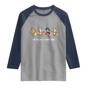 Funny Silly Goose Cinco De Mayo Raglan Shirt Off To Get A Little Silly TS14 Sport Gray Navy Print Your Wear
