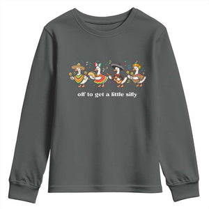 Funny Silly Goose Cinco De Mayo Youth Sweatshirt Off To Get A Little Silly TS14 Dark Heather Print Your Wear