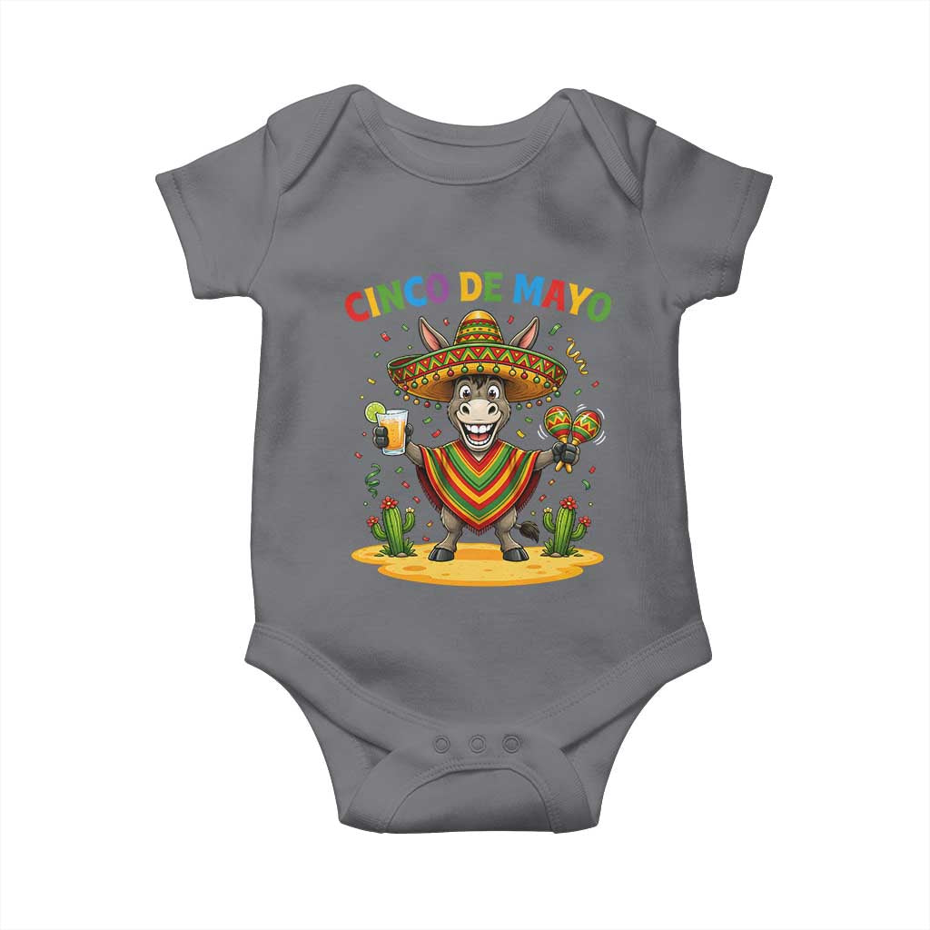 Cinco de Mayo Donkey Mexican Fiesta Baby Onesie TS14 Charcoal Print Your Wear