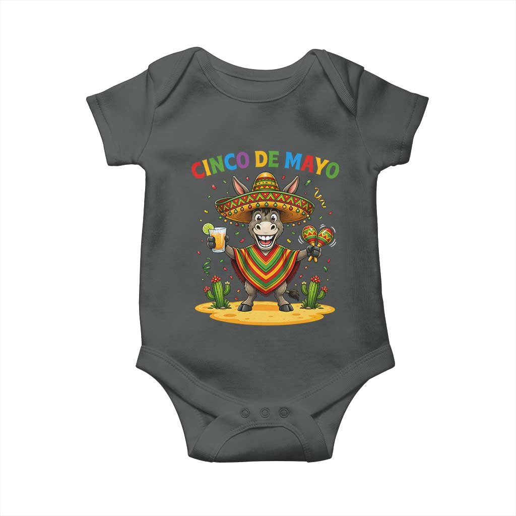 Cinco de Mayo Donkey Mexican Fiesta Baby Onesie TS14 Dark Heather Print Your Wear