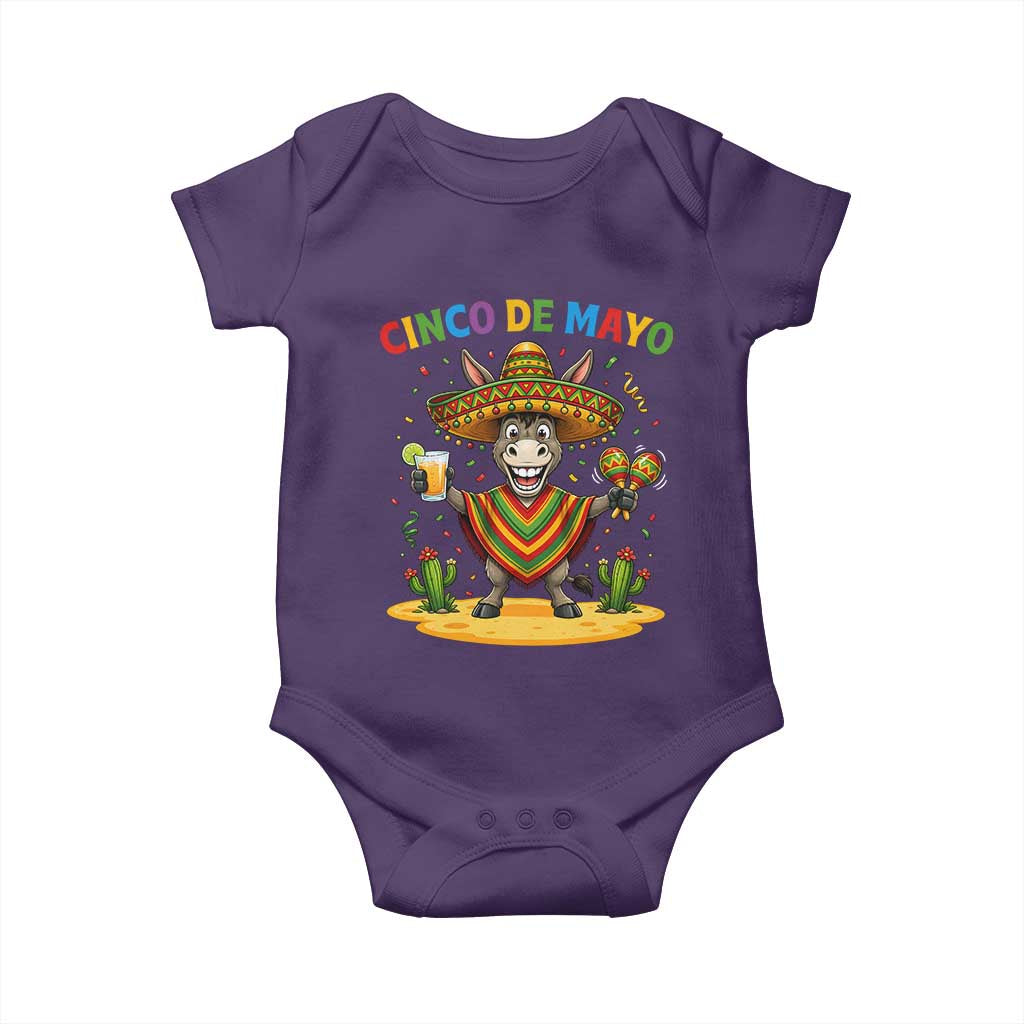 Cinco de Mayo Donkey Mexican Fiesta Baby Onesie TS14 Purple Print Your Wear