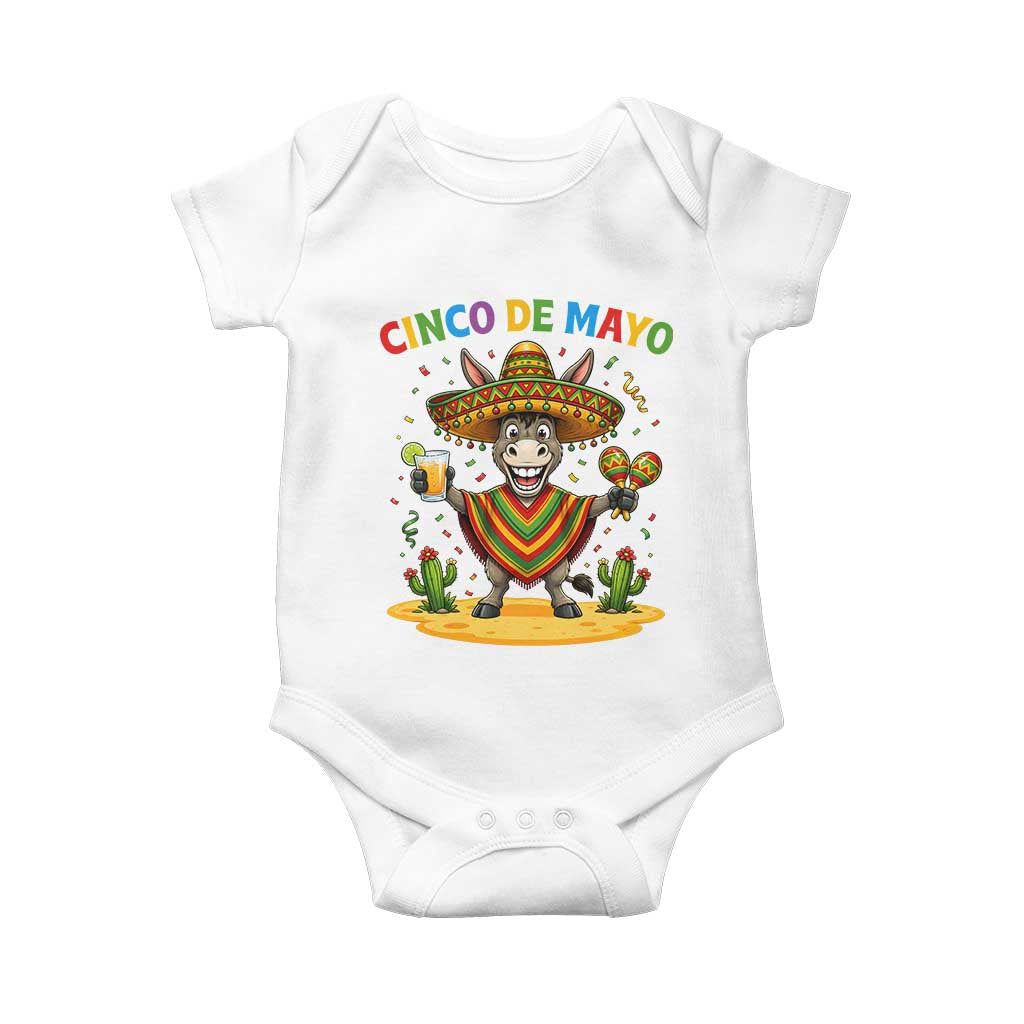 Cinco de Mayo Donkey Mexican Fiesta Baby Onesie TS14 White Print Your Wear