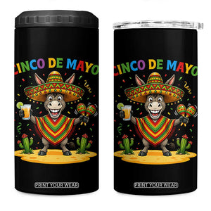 Cinco de Mayo Donkey Mexican Fiesta 4 in 1 Can Cooler Tumbler TS14 One Size: 16 oz Black Print Your Wear