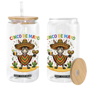 Cinco de Mayo Donkey Mexican Fiesta Glass Can TS14 Print Your Wear