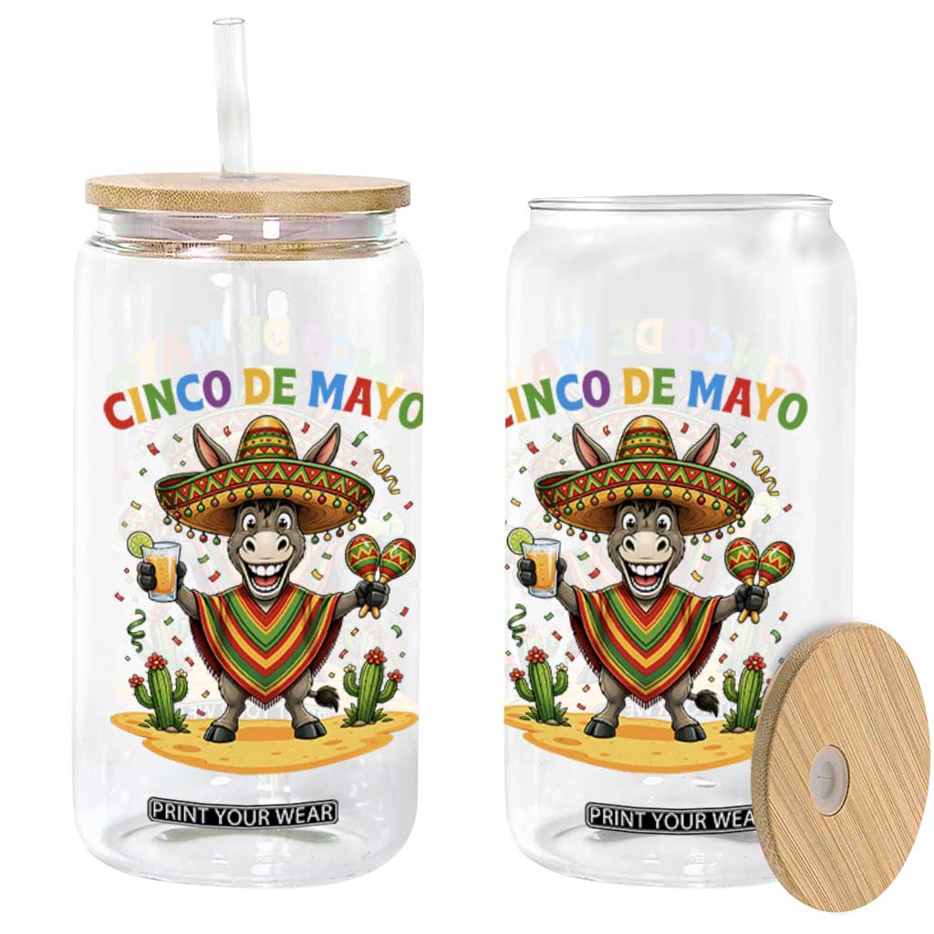 Cinco de Mayo Donkey Mexican Fiesta Glass Can TS14 Print Your Wear