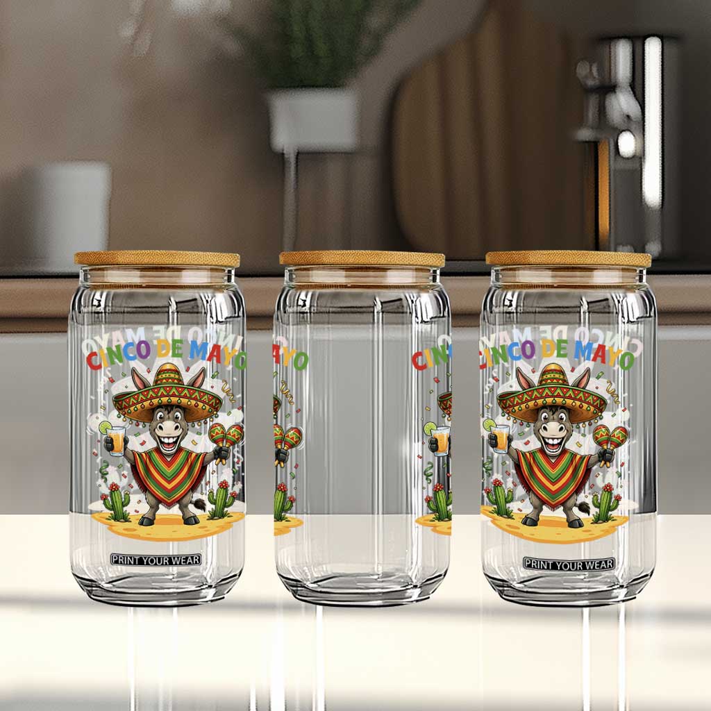 Cinco de Mayo Donkey Mexican Fiesta Glass Can TS14 Print Your Wear