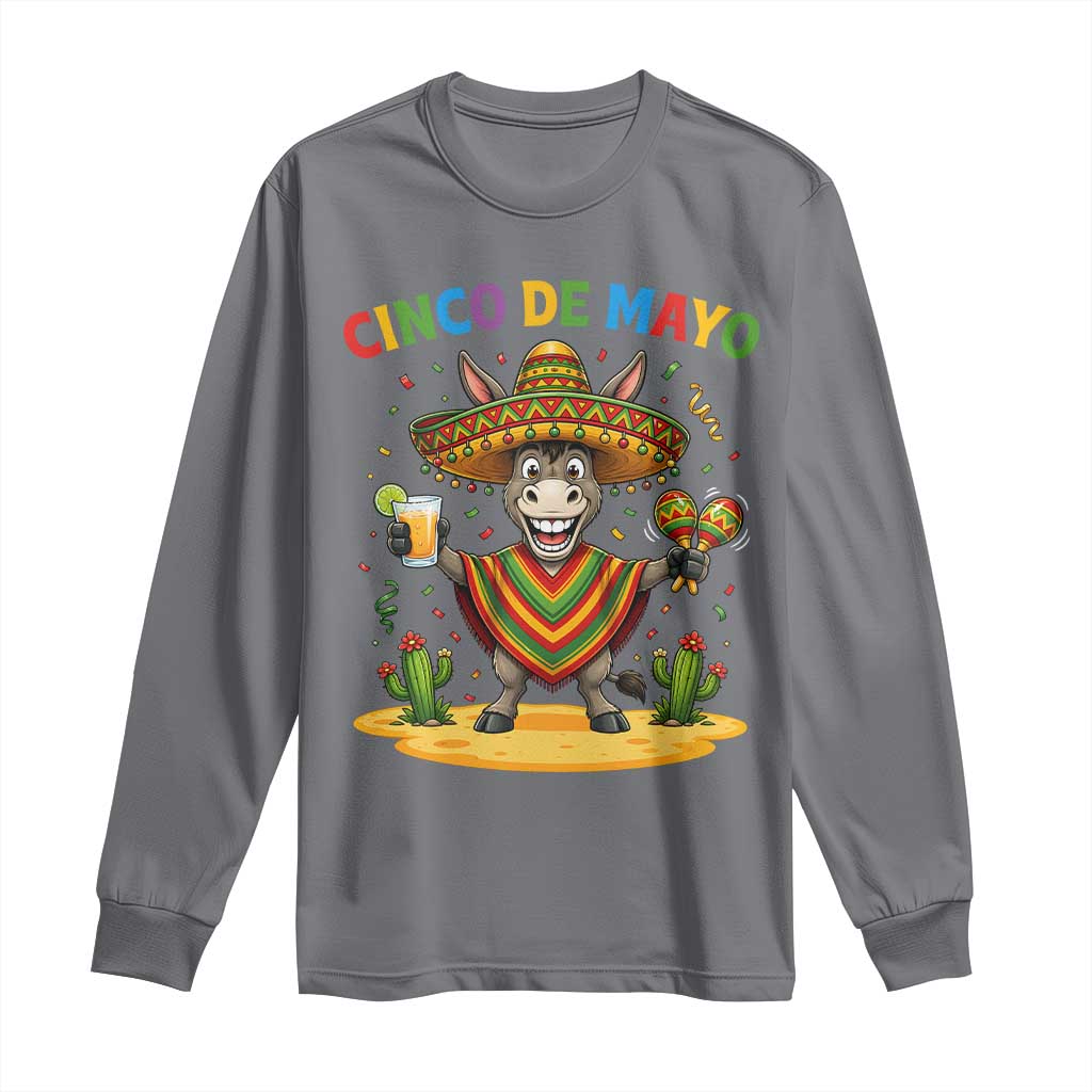 Cinco de Mayo Donkey Mexican Fiesta Long Sleeve Shirt TS14 Charcoal Print Your Wear
