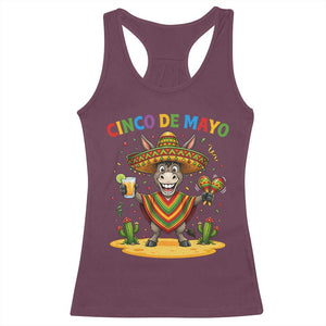Cinco de Mayo Donkey Mexican Fiesta Racerback Tank Top TS14 Maroon Print Your Wear