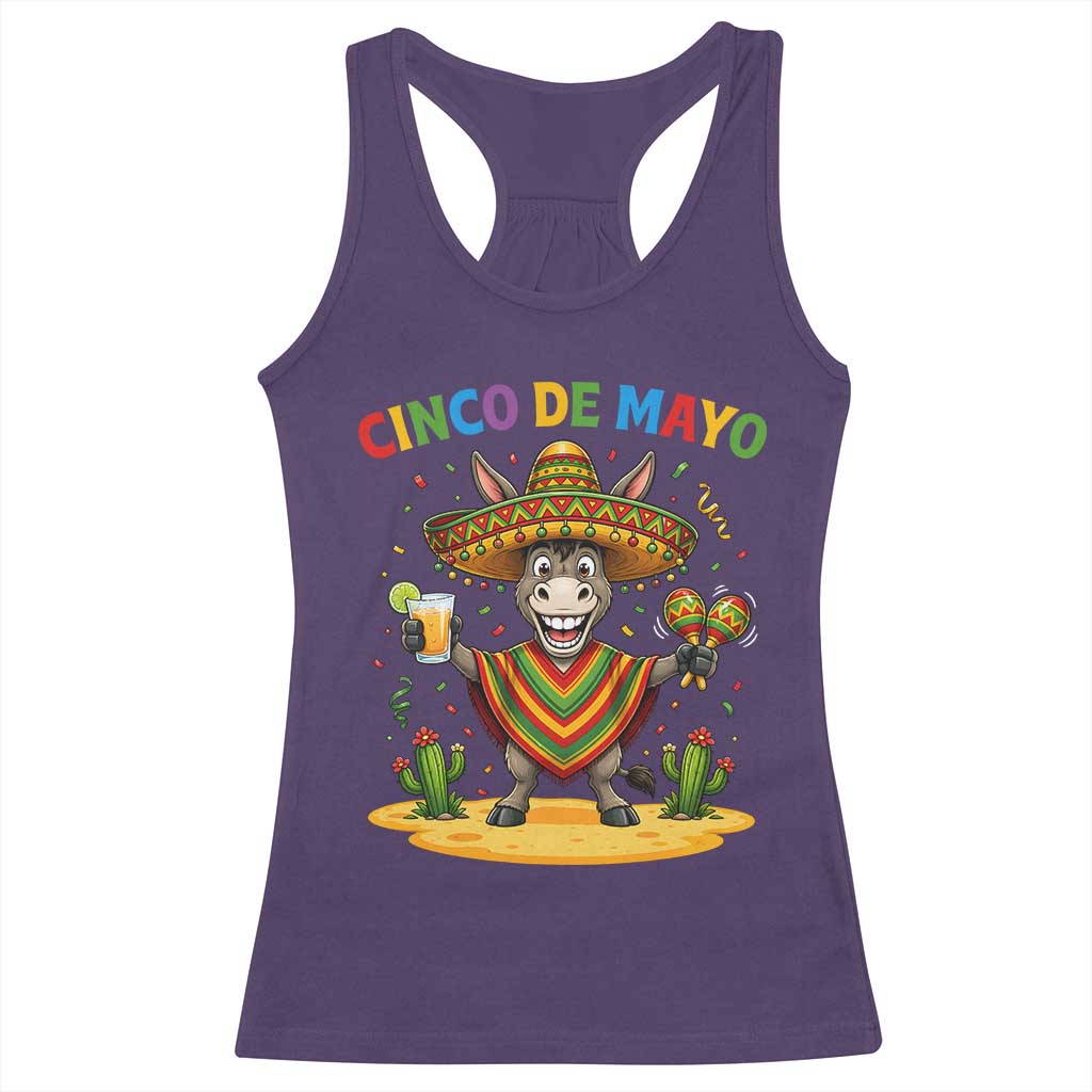 Cinco de Mayo Donkey Mexican Fiesta Racerback Tank Top TS14 Purple Print Your Wear