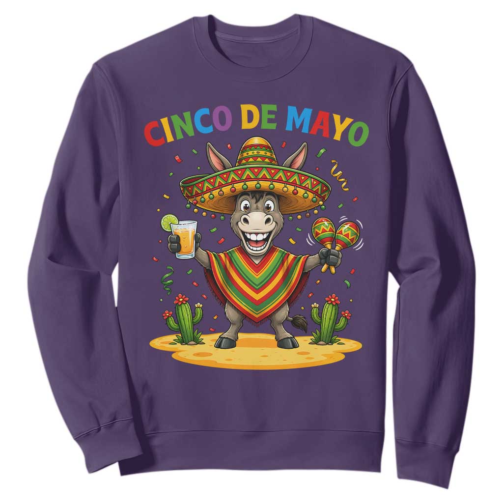 Cinco de Mayo Donkey Mexican Fiesta Sweatshirt TS14 Purple Print Your Wear