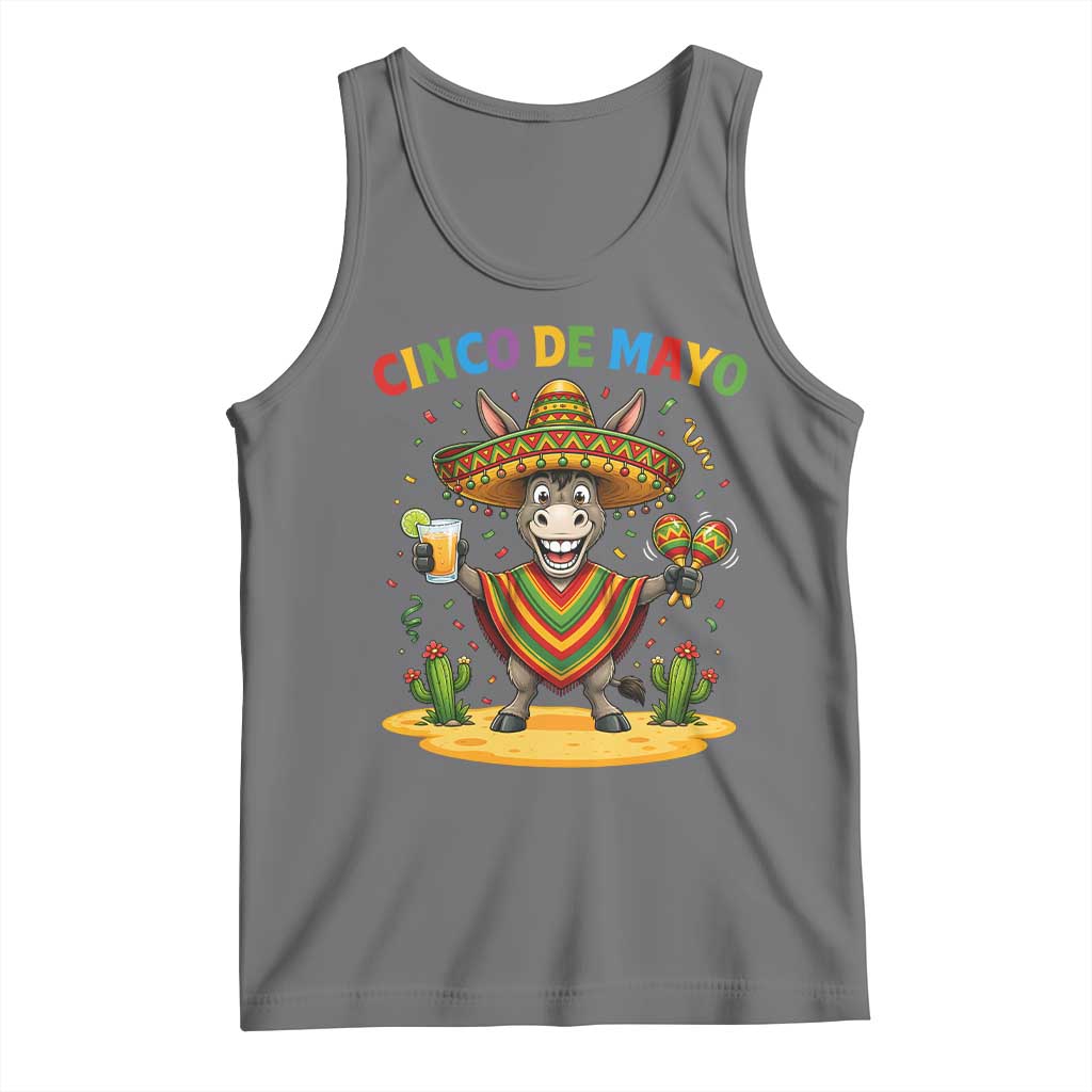 Cinco de Mayo Donkey Mexican Fiesta Tank Top TS14 Black Heather Print Your Wear