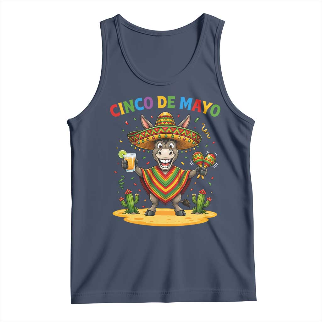 Cinco de Mayo Donkey Mexican Fiesta Tank Top TS14 Navy Print Your Wear