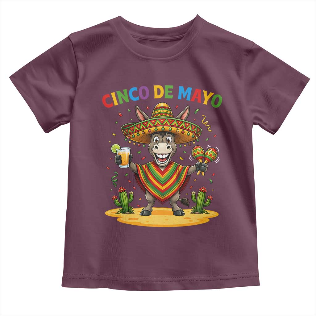 Cinco de Mayo Donkey Mexican Fiesta Toddler T Shirt TS14 Maroon Print Your Wear