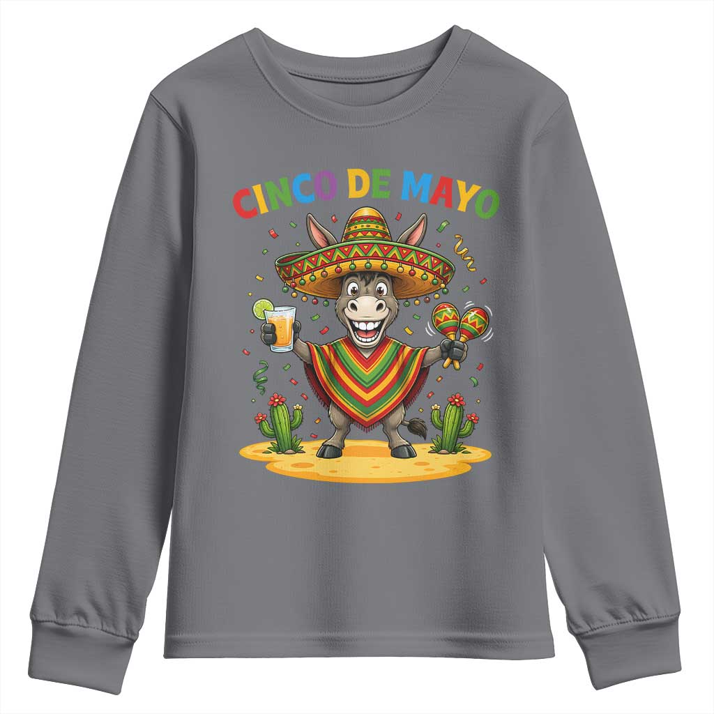 Cinco de Mayo Donkey Mexican Fiesta Youth Sweatshirt TS14 Charcoal Print Your Wear