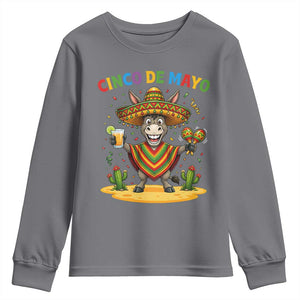 Cinco de Mayo Donkey Mexican Fiesta Youth Sweatshirt TS14 Charcoal Print Your Wear