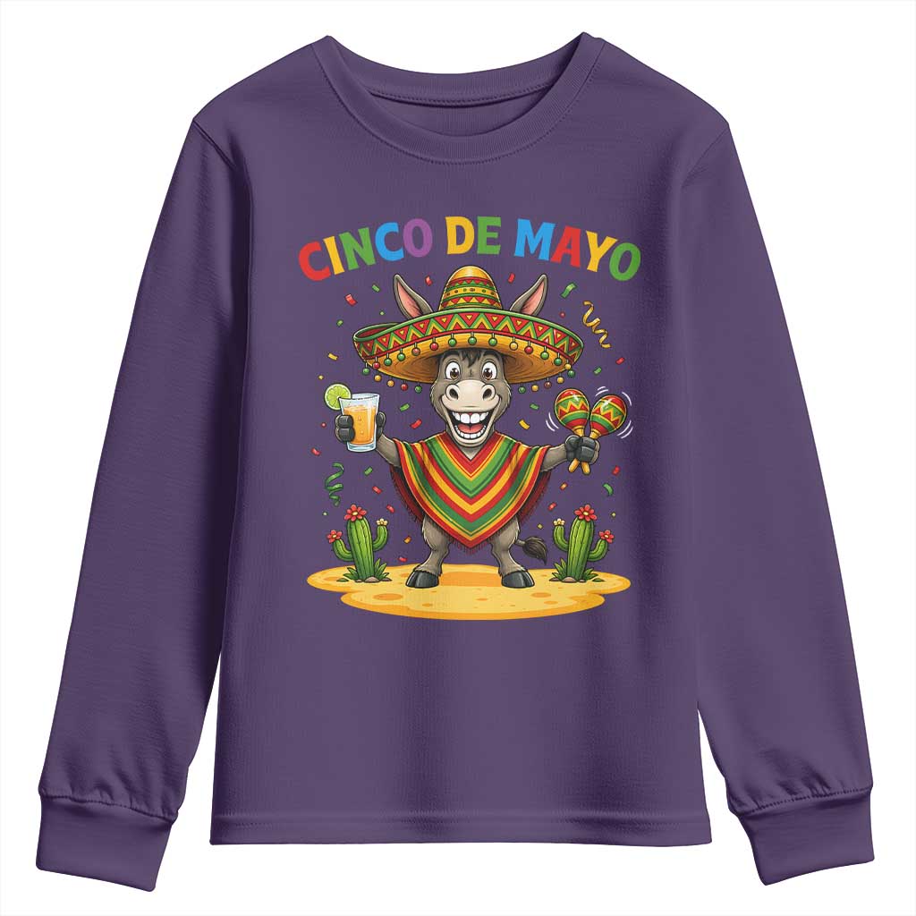Cinco de Mayo Donkey Mexican Fiesta Youth Sweatshirt TS14 Purple Print Your Wear
