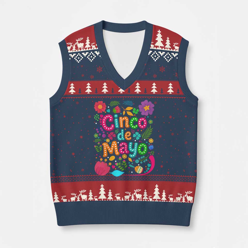 Cinco de Mayo V-Neck Knit Sweater Vest Funny Mexican Fiesta TS14 Navy Red Print Your Wear