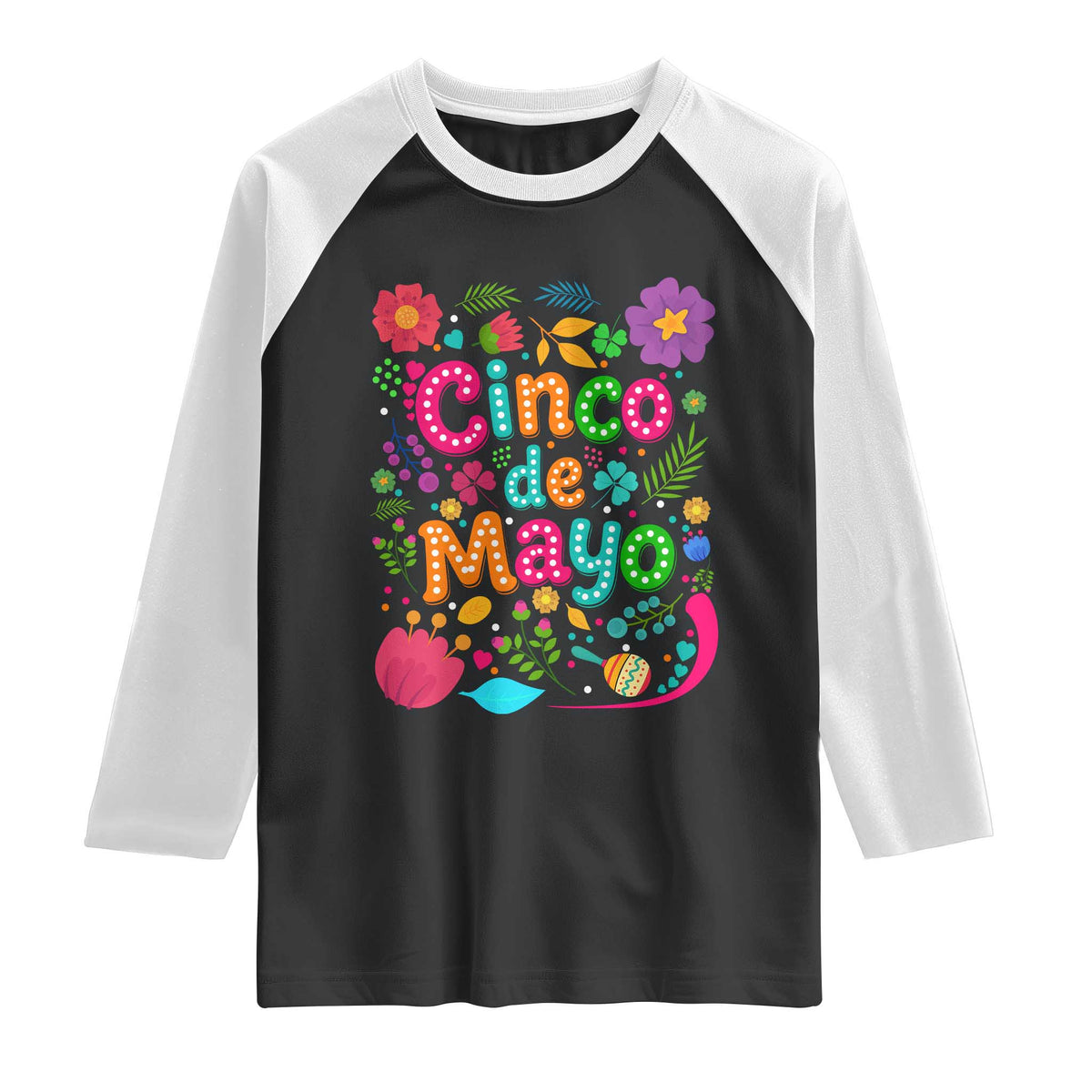 Cinco de Mayo Raglan Shirt Funny Mexican Fiesta TS14 Black White Print Your Wear