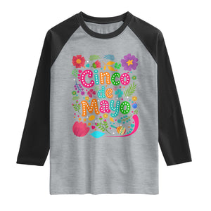 Cinco de Mayo Raglan Shirt Funny Mexican Fiesta TS14 Heather Gray Black Print Your Wear