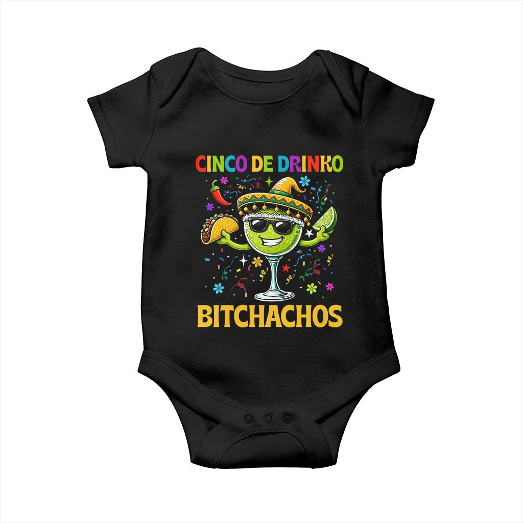 Cinco De Drinko Bitchachos Baby Onesie Funny Margarita Cinco De Mayo Mexican Fiesta TS14 Black Print Your Wear