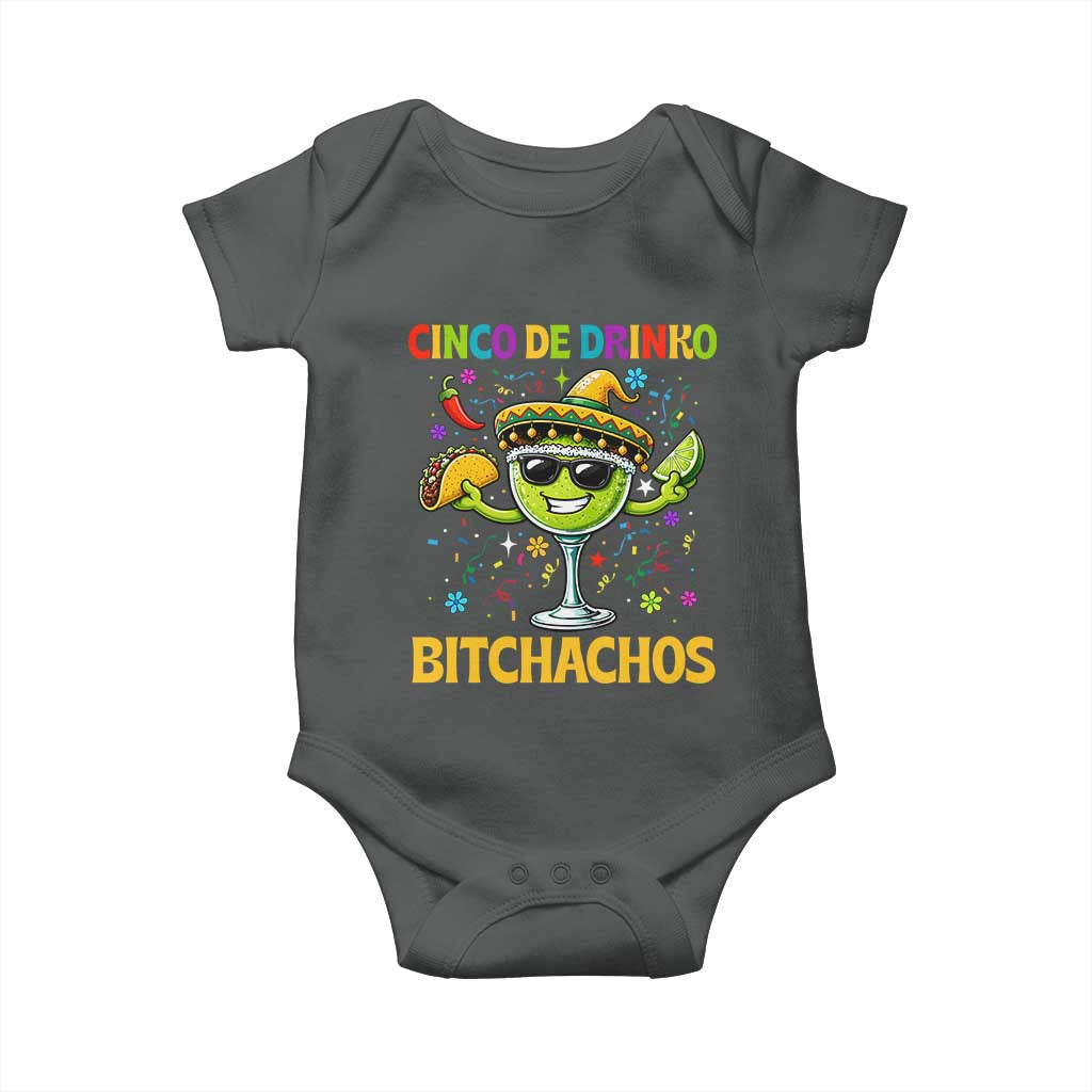 Cinco De Drinko Bitchachos Baby Onesie Funny Margarita Cinco De Mayo Mexican Fiesta TS14 Dark Heather Print Your Wear