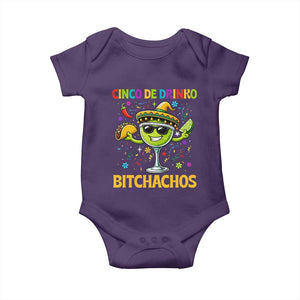 Cinco De Drinko Bitchachos Baby Onesie Funny Margarita Cinco De Mayo Mexican Fiesta TS14 Purple Print Your Wear