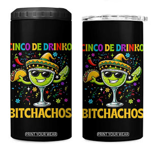 Cinco De Drinko Bitchachos 4 in 1 Can Cooler Tumbler Funny Margarita Cinco De Mayo Mexican Fiesta TS14 One Size: 16 oz Black Print Your Wear