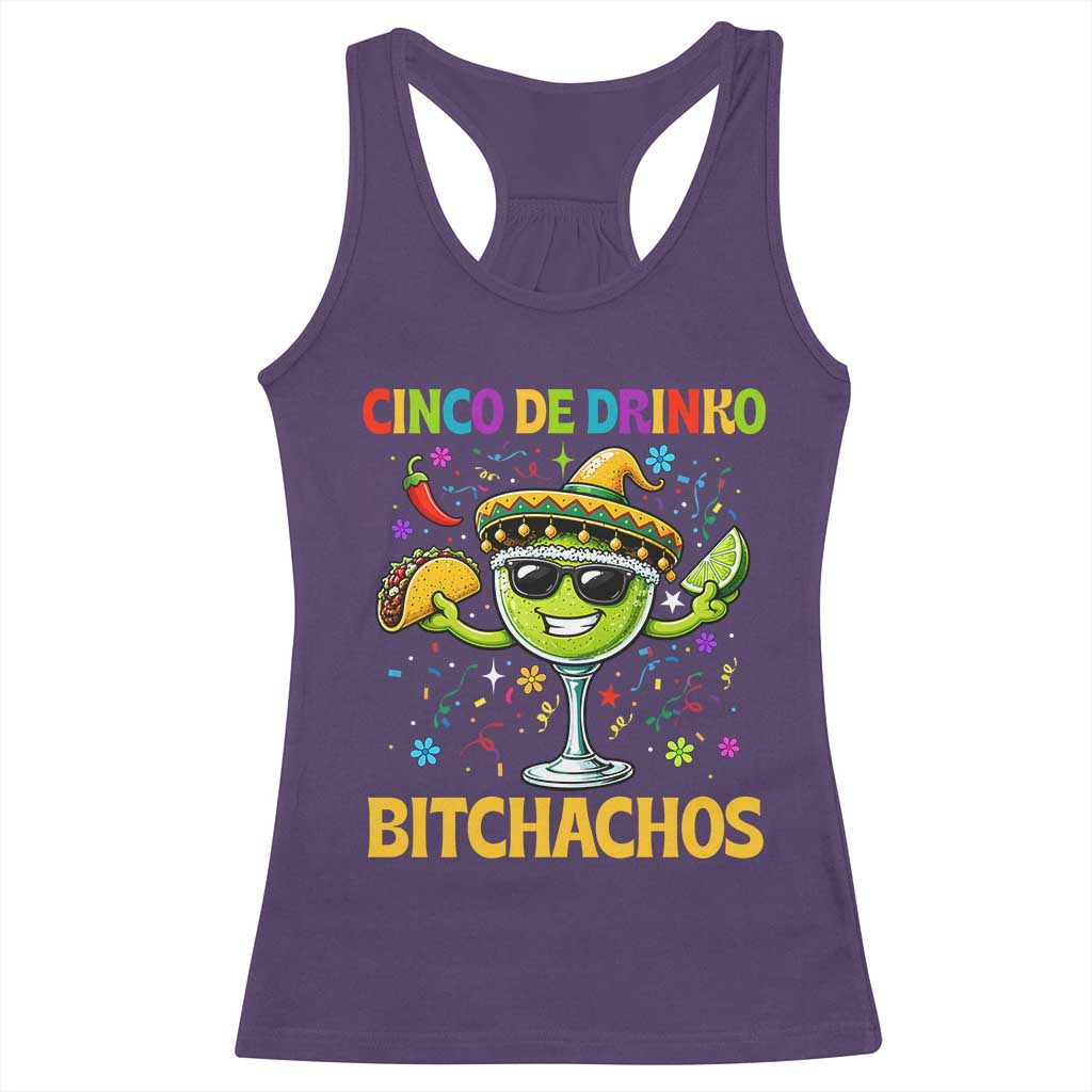 Cinco De Drinko Bitchachos Racerback Tank Top Funny Margarita Cinco De Mayo Mexican Fiesta TS14 Purple Print Your Wear