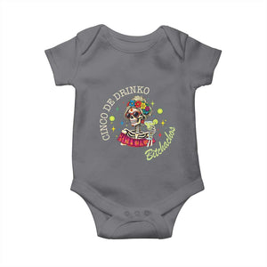 Cinco De Drinko Bitchachos Baby Onesie Funny Skeleton Drinking Margarita Fiesta Party TS14 Charcoal Print Your Wear