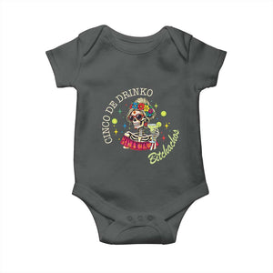 Cinco De Drinko Bitchachos Baby Onesie Funny Skeleton Drinking Margarita Fiesta Party TS14 Dark Heather Print Your Wear