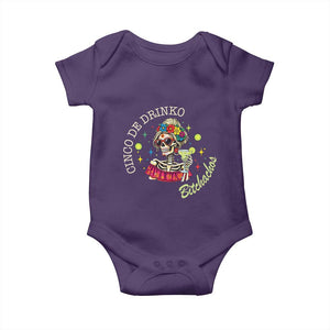 Cinco De Drinko Bitchachos Baby Onesie Funny Skeleton Drinking Margarita Fiesta Party TS14 Purple Print Your Wear