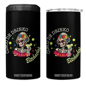 Cinco De Drinko Bitchachos 4 in 1 Can Cooler Tumbler Funny Skeleton Drinking Margarita Fiesta Party TS14 One Size: 16 oz Black Print Your Wear