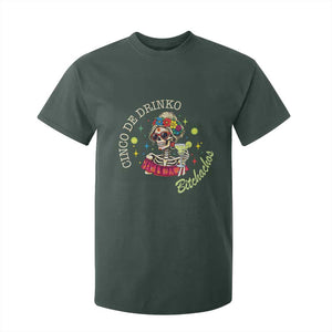 Cinco De Drinko Bitchachos T Shirt For Kid Funny Skeleton Drinking Margarita Fiesta Party TS14 Dark Forest Green Print Your Wear