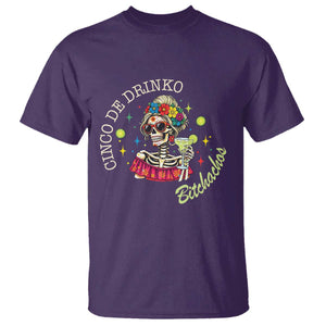 Cinco De Drinko Bitchachos T Shirt Funny Skeleton Drinking Margarita Fiesta Party TS14 Purple Print Your Wear
