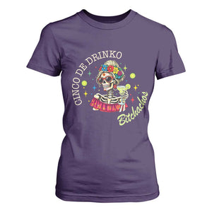 Cinco De Drinko Bitchachos T Shirt For Women Funny Skeleton Drinking Margarita Fiesta Party TS14 Purple Print Your Wear