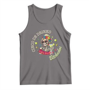 Cinco De Drinko Bitchachos Tank Top Funny Skeleton Drinking Margarita Fiesta Party TS14 Deep Heather Print Your Wear