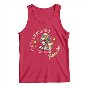 Cinco De Drinko Bitchachos Tank Top Funny Skeleton Drinking Margarita Fiesta Party TS14 Red Print Your Wear