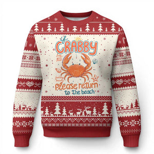 If Crabby Please Return To The Beach Ugly Christmas Sweater Funny Crab Summer Vacatiion TS14 Beige Red Print Your Wear