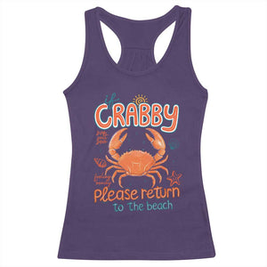 If Crabby Please Return To The Beach Racerback Tank Top Funny Crab Summer Vacatiion TS14 Purple Print Your Wear