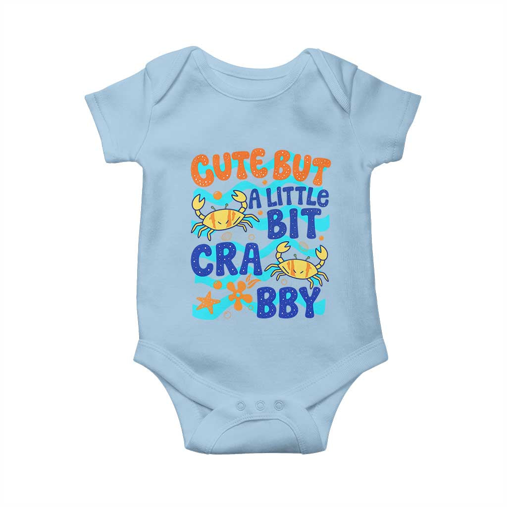 Cute But A Little Bit Crabby Baby Onesie Beach Crab Summer Vacation TS14 Light Blue Print Your Wear