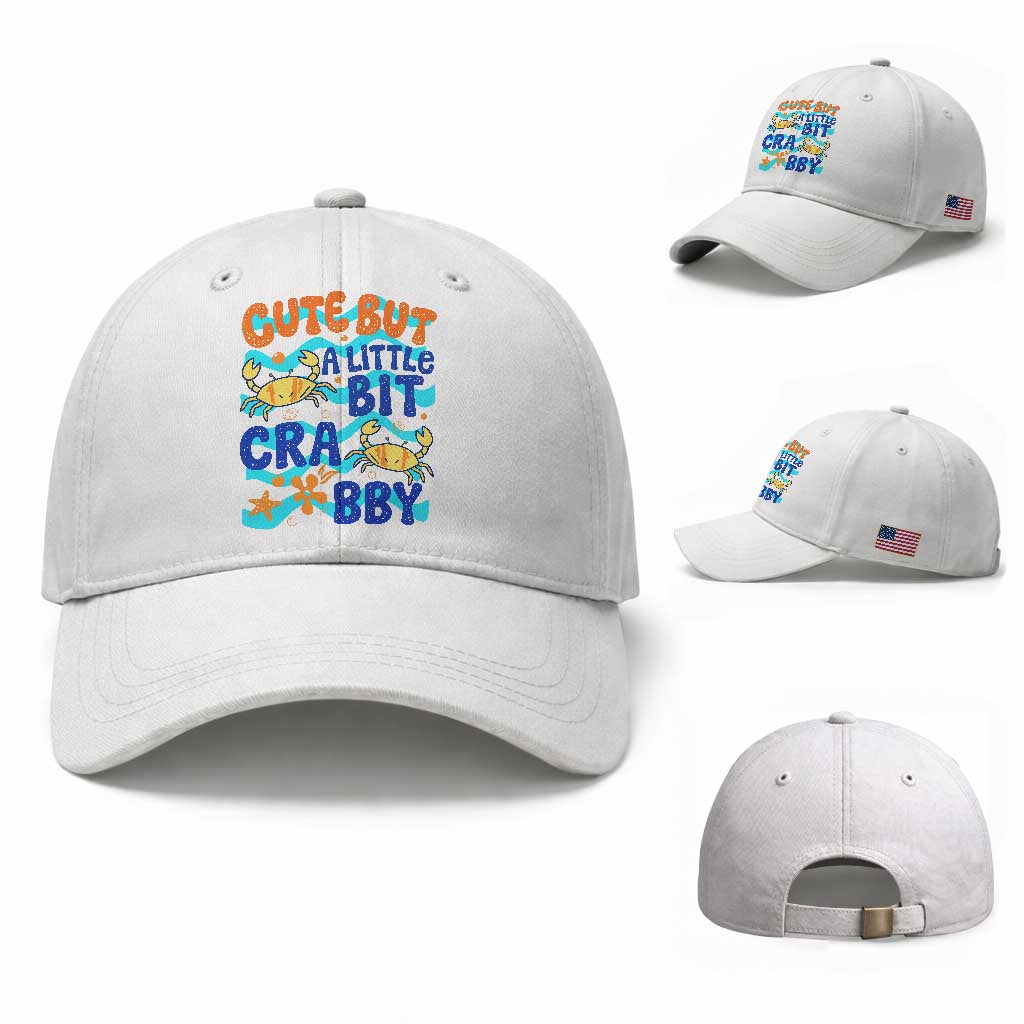 Cute But A Little Bit Crabby Baseball Cap Beach Crab Summer Vacation TS14 Baseball Cap Universal Fit White Print Your Wear