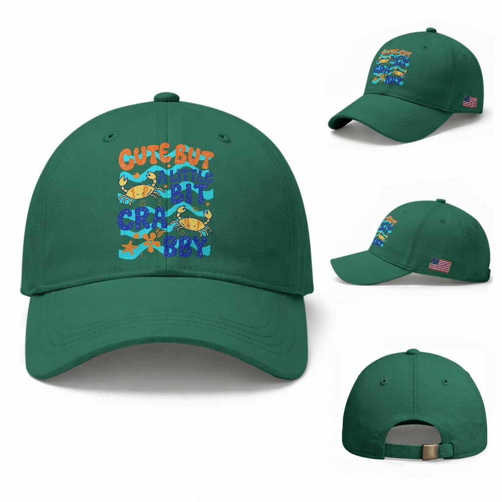 Cute But A Little Bit Crabby Baseball Cap Beach Crab Summer Vacation TS14 Baseball Cap Universal Fit Irish Green Print Your Wear