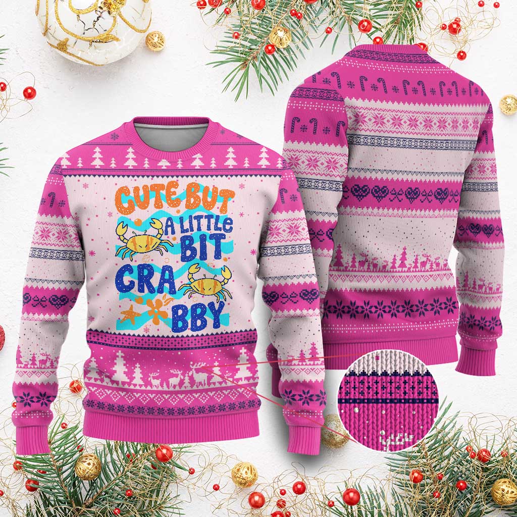 Cute But A Little Bit Crabby Ugly Christmas Sweater Beach Crab Summer Vacation TS14 Hot Pink Print Your Wear