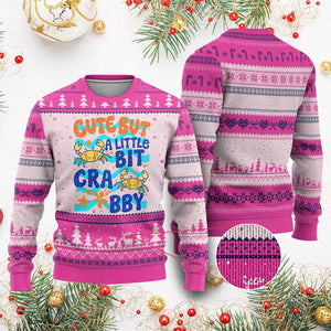Cute But A Little Bit Crabby Ugly Christmas Sweater Beach Crab Summer Vacation TS14 Hot Pink Print Your Wear
