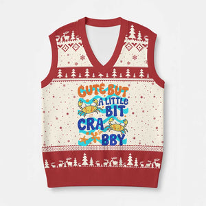 Cute But A Little Bit Crabby V-Neck Knit Sweater Vest Beach Crab Summer Vacation TS14 Beige Red Print Your Wear