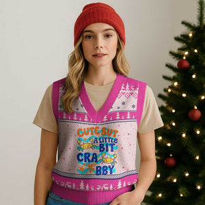 Cute But A Little Bit Crabby V-Neck Knit Sweater Vest Beach Crab Summer Vacation TS14 Hot Pink Print Your Wear