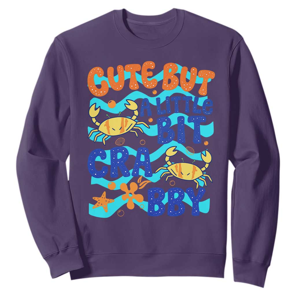 Cute But A Little Bit Crabby Sweatshirt Beach Crab Summer Vacation TS14 Purple Print Your Wear