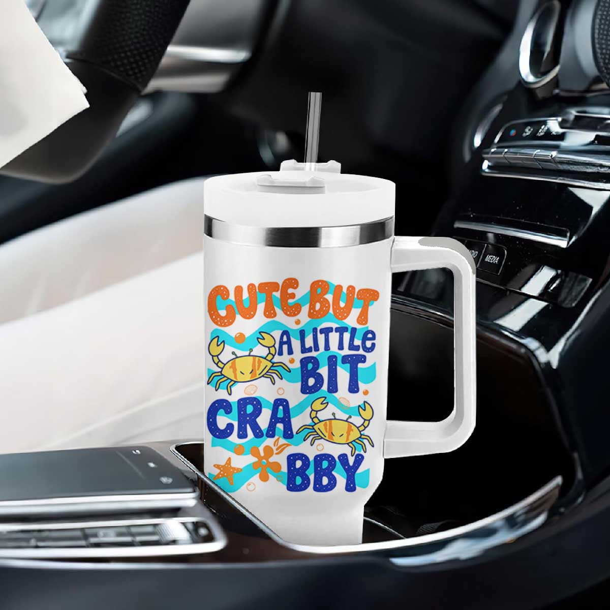 Cute But A Little Bit Crabby Tumbler With Handle Beach Crab Summer Vacation TS14 Print Your Wear